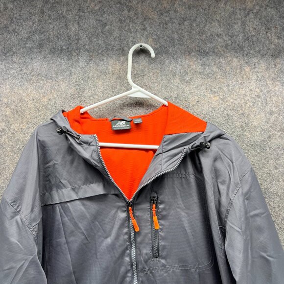 New Balance Jacket Men XL Gray Orange Full Zip Polyester Hooded Windbreaker Vtg - Picture 4 of 12